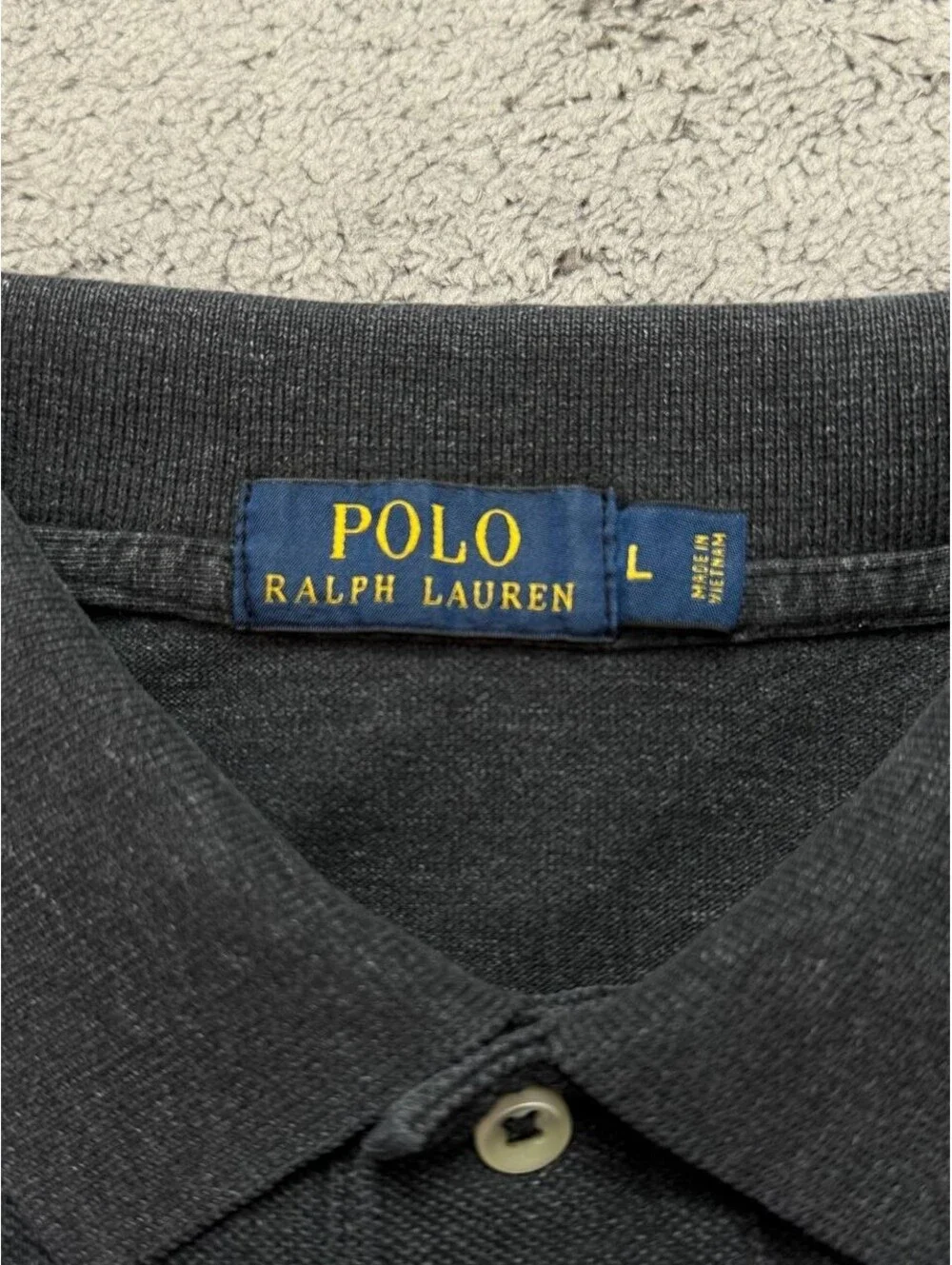 Polo Ralph Lauren Mens Polo Shirt Black Purple Pony Short Sleeve Size L